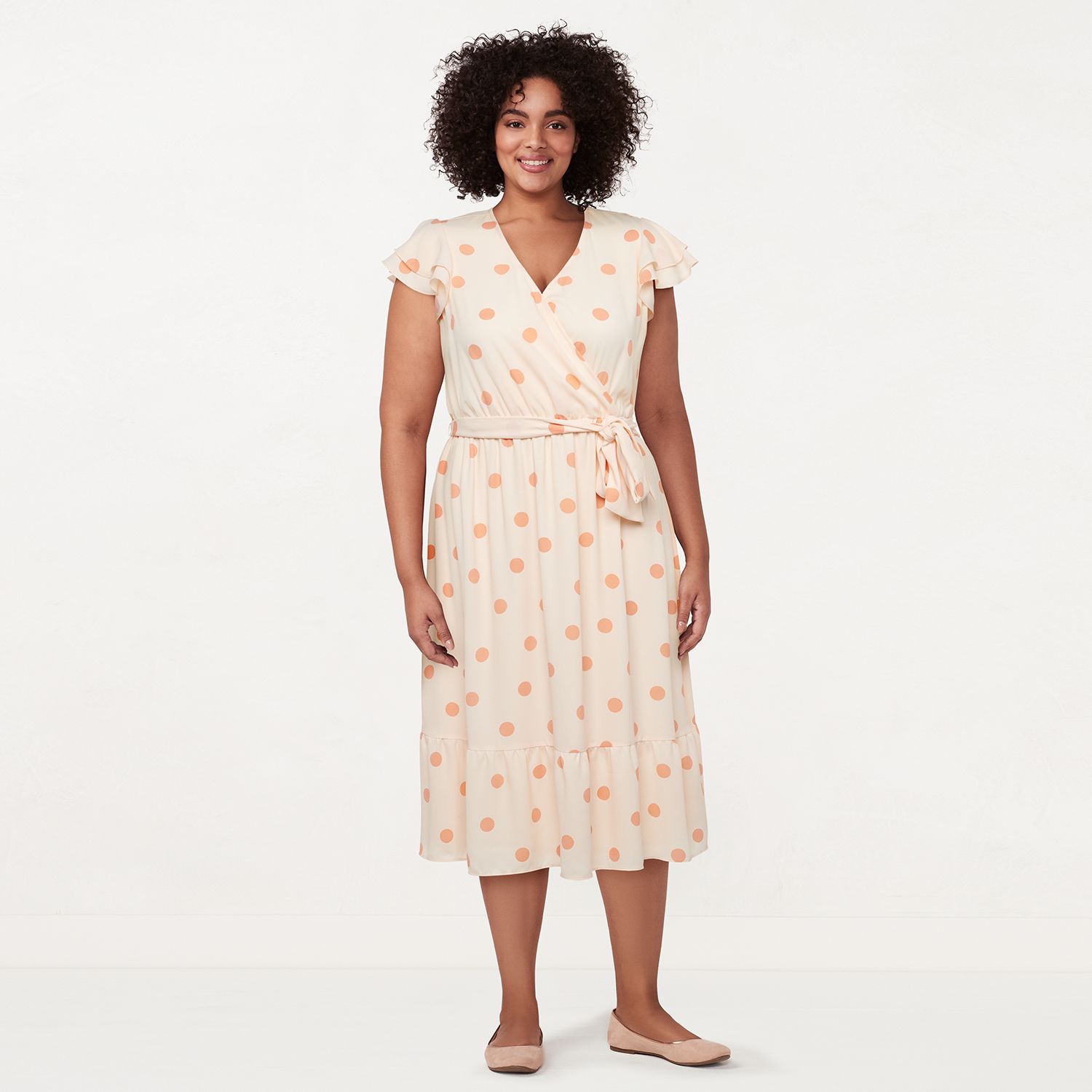 Plus Size LC Lauren Conrad Flutter Faux-Wrap Midi Dress